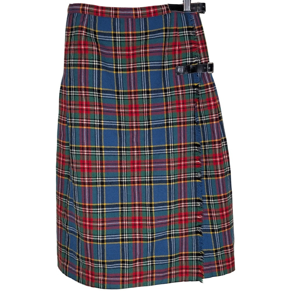 Vintage Mosbrook Wool Kilt Skirt Tartan‎ Plaid Pleated Wrap 24 Waist XXS